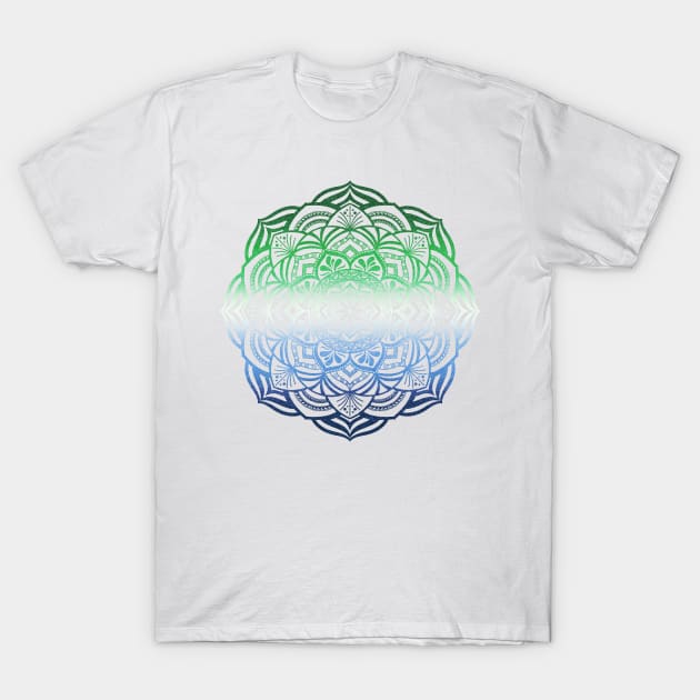 Gradient Gay Male Pride Mandala T-Shirt by JustGottaDraw